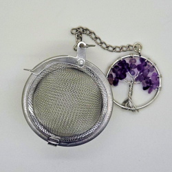 Tea infuser with crystal tree of lfe (amethyst)