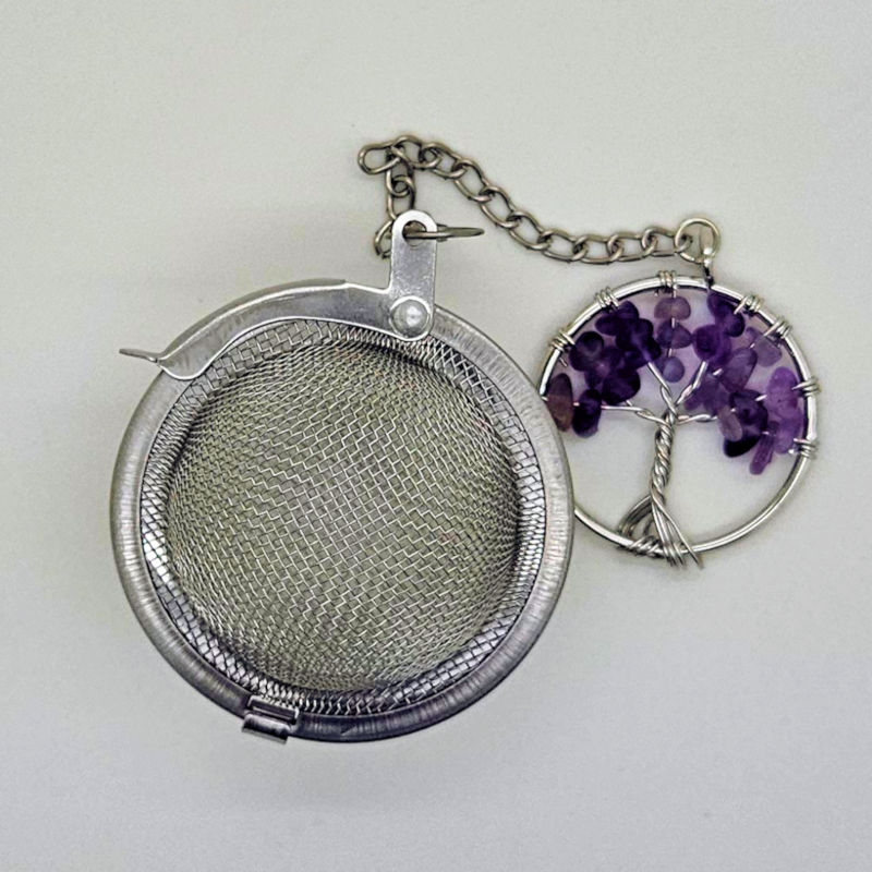 Tea infuser with crystal tree of lfe (amethyst)
